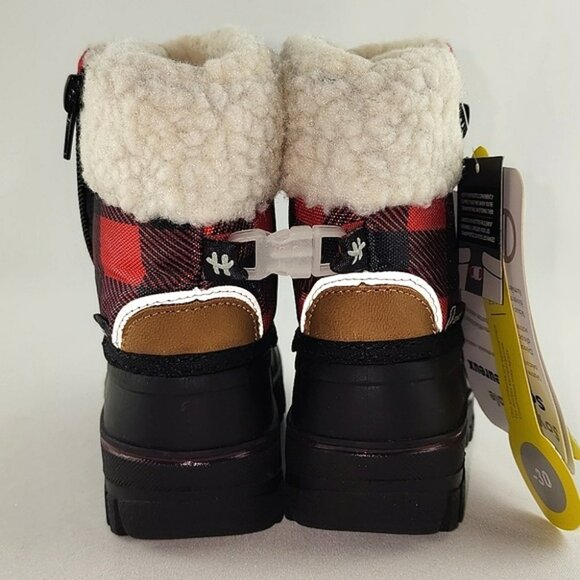 Hot Paws Kids Red Plaid Snow Boots Waterproof Insulated -30C Reflective Size 6 - Picture 4 of 16